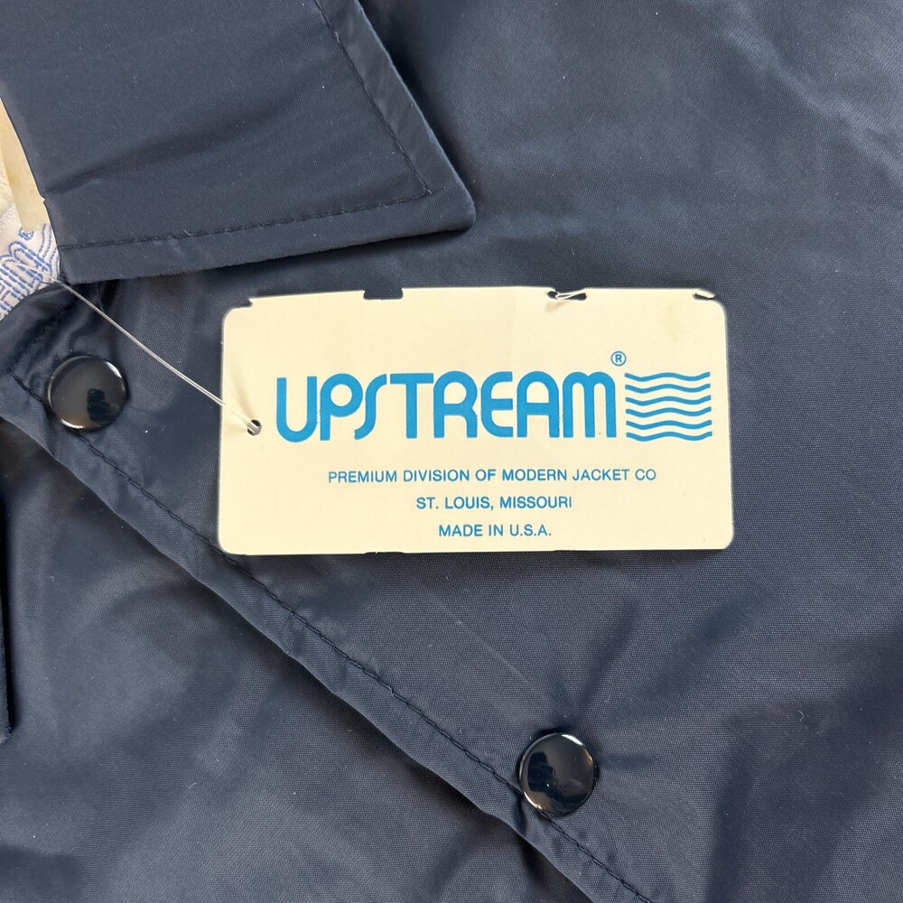 VTG 80s NEW Upstream Windbreaker Jacket Mens Small Blue Snap USA MADE  #7092